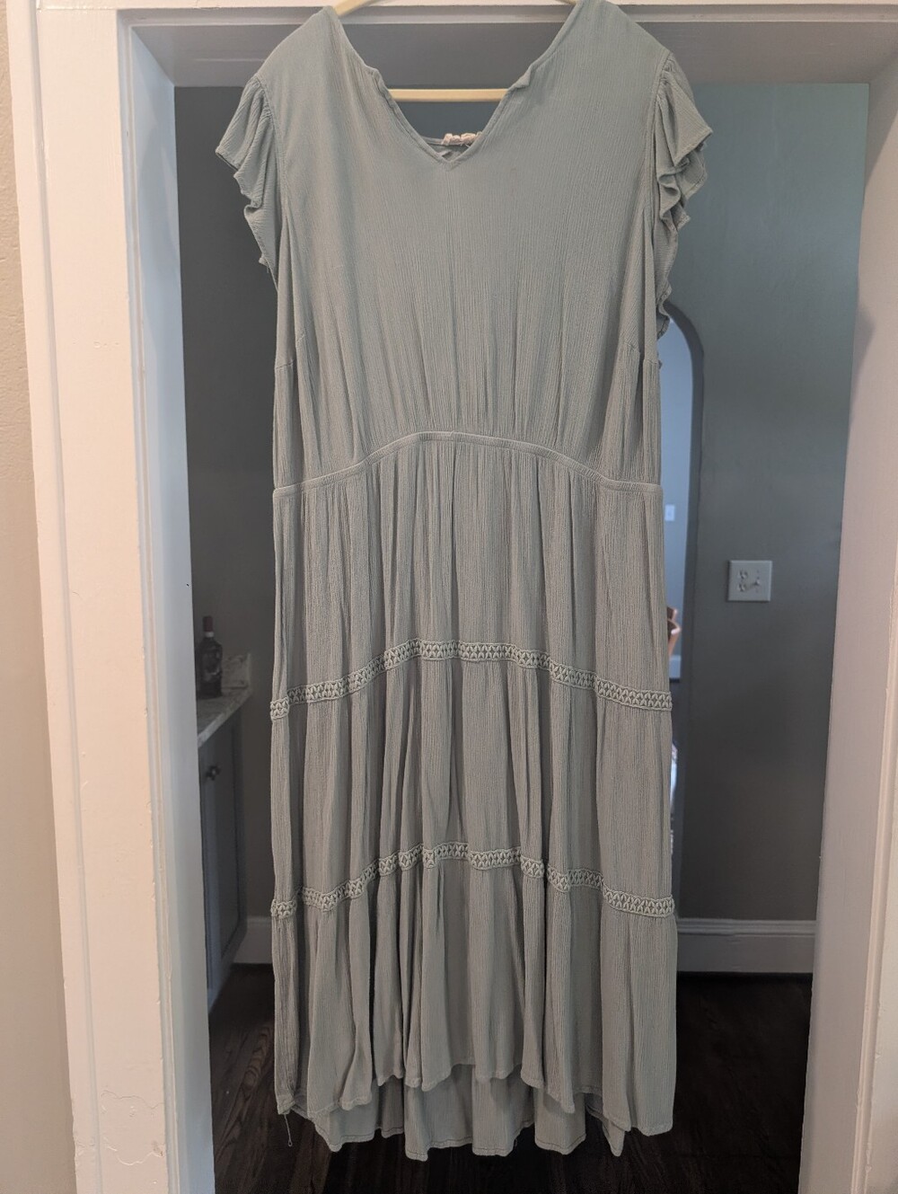 Lucky Brand Seafoam Green Tiered Maxi Dress 2X